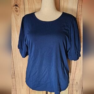 Ann Taylor Factory Puffed Shoulder Cinched Sleeve Tee Size XXL